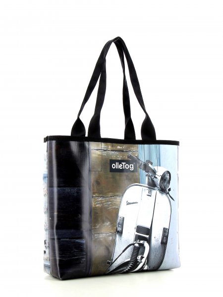 Shopping bag Kurzras Goller motorcycle, vespa, retro, vintage, white, black