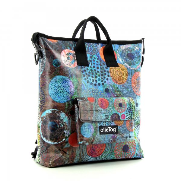 Backpack bag Pfalzen Vogtland colorful, abstract, blue, red, orange, circles, patchwork