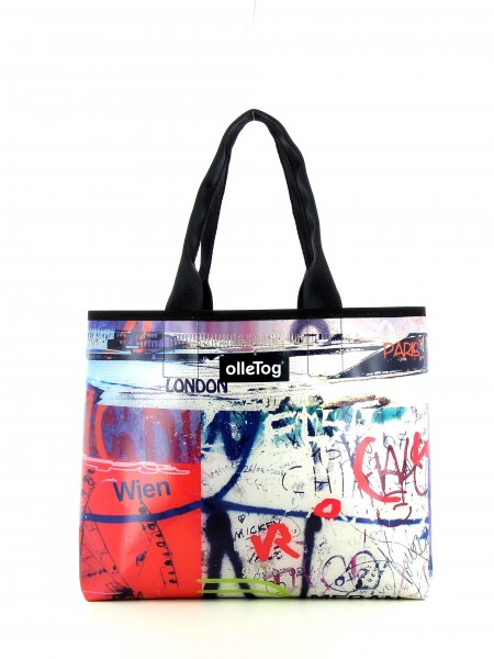 Shopping bag Taufers Schorn graffiti, writings, abstract, red, white, blue