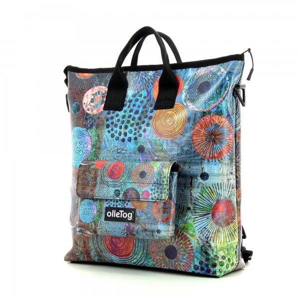 Backpack bag Pfalzen Vogtland colorful, abstract, blue, red, orange, circles, patchwork