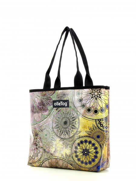 Shopping bag Kurzras Grutzen Colorful vintage pattern with flowers,mandala, gold, yellow, blue, green