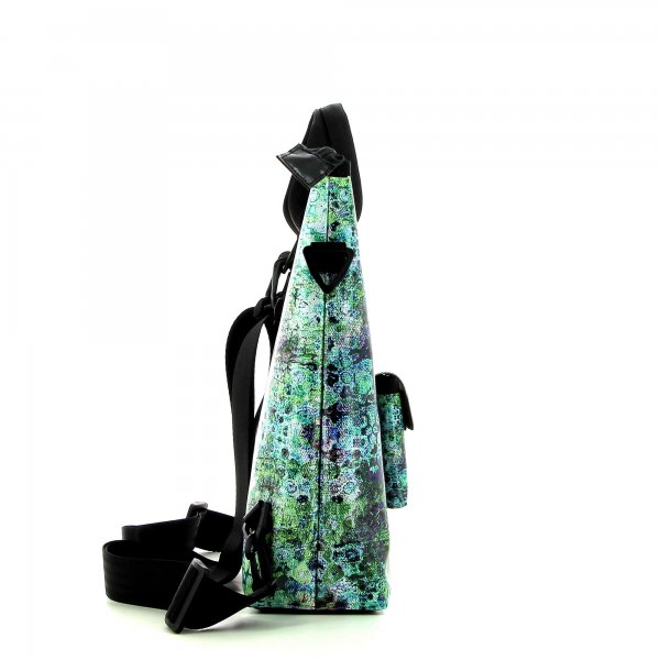 Backpack bag Prags Lenke Blue, Grey, Flowers, Retro, Green