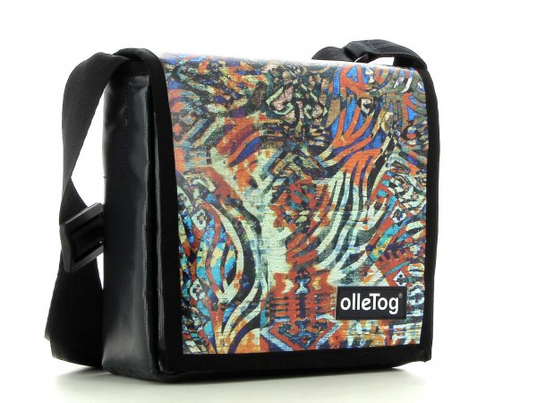Messenger bag Glurns Laich abstract, blue, red, beige, lines,