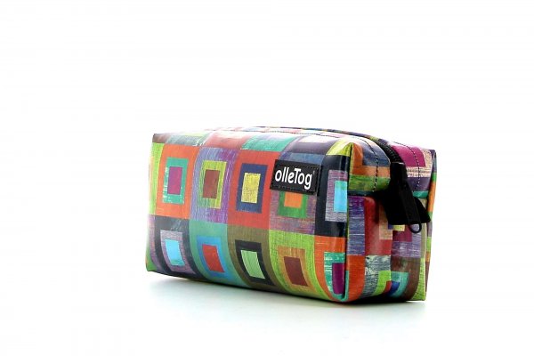 Pencil case Rabland Damm colored, checked, geometric, yellow, lilac, blue