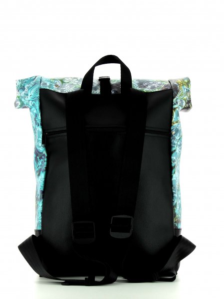 Roll backpack Riffian Spiss turquoise, pattern, flowers