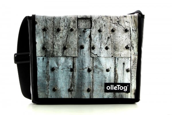SALE messenger bag Bruneck - Zanser Stripes, grey, wooden wall, rust, nails