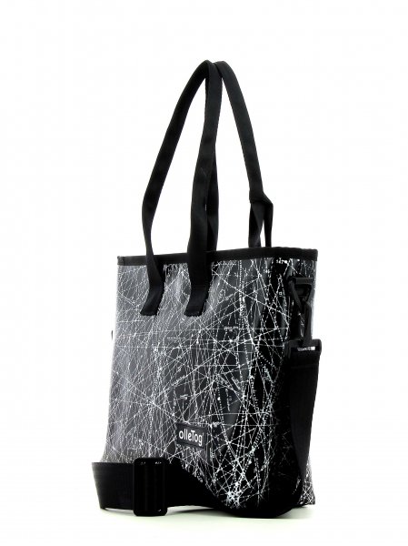 Shopping bag Völlan Montog black, white, lines, fonts, two-colour, starry sky