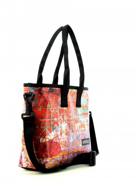 Shopping bag Völlan Loderin orange, red, pink, turquoise, colourful, lines, geometric, vintage