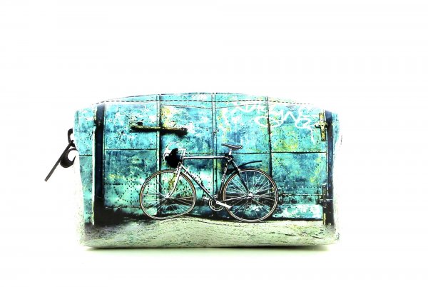 Cosmetic bag Burgstall Antlas racing cycle, retro, vintage, turquoise, white, black