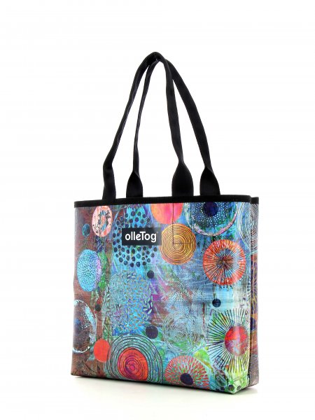 Shopping bag Kurzras Vogtland colorful, abstract, blue, red, orange, circles, patchwork