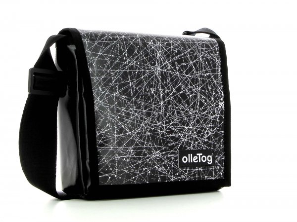 Messenger bag Glurns Montog black, white, lines, fonts, two-colour, starry sky