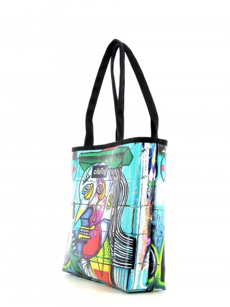Shopping bag Kurzras Karpov Abstract, colourful, green, turquoise, white, comic