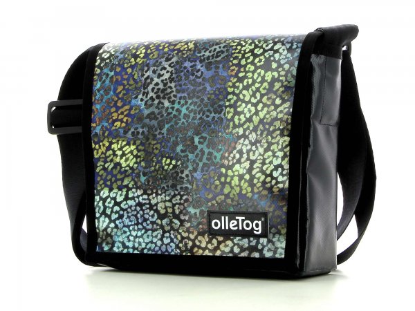 SALE messenger bag Glurns - Parota Pattern, blue, gold, dark, dots