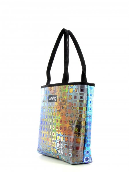 Shopping bag Kurzras Futter geometric, colorful, abstract, brown, blue, gold, gray, yellow