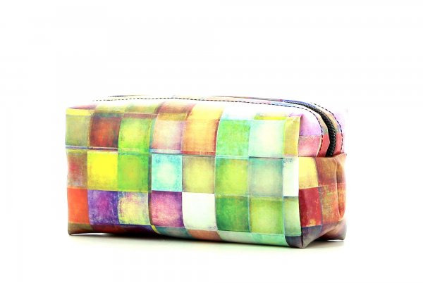 Cosmetic bag Burgstall Walburg plaid, colored, geometric, yellow, white, pink, green, blue