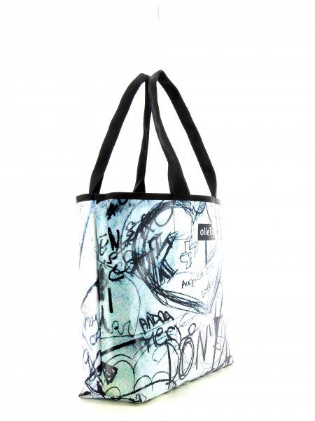Shopping bag Taufers Wird black, white, two-coloured, graffiti
