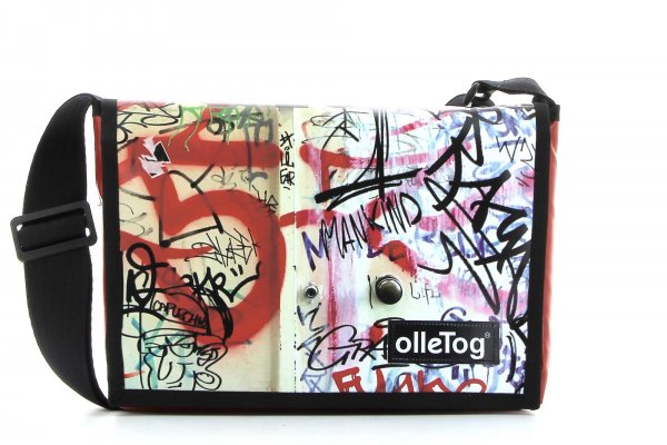 SALE messenger bag Eppan - Haslacher graffiti, scriptures, red, white, black