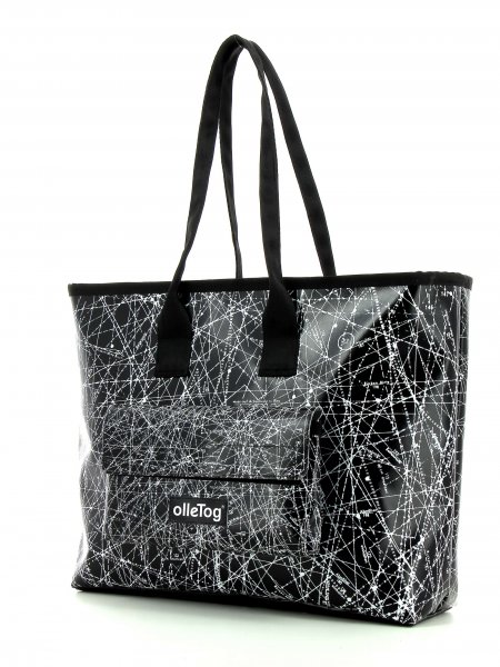 Shopping bag Deutschnofen Montog black, white, lines, fonts, two-colour, starry sky