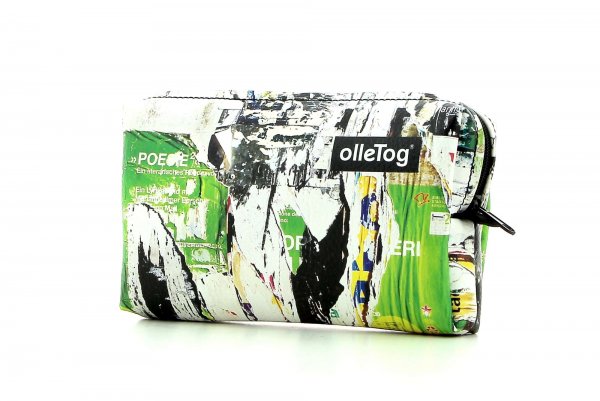 Cosmetic bag Steinegg Spaur photo collage, green, yellow, torn poster