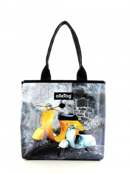 Shopping bag Kurzras Sam Vizze Vespa, white, yellow, wall