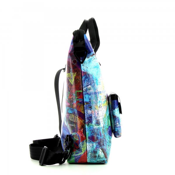 Backpack bag Pfalzen Tanzer turquoise, blue, dots, areas