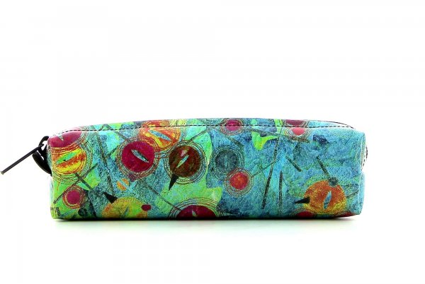 Pencil case Marling Silvester turquoise, green, pink, orange, dots, lines, patchwork