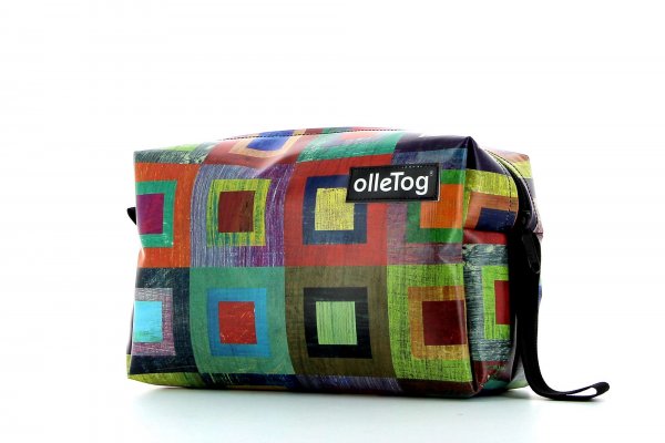 Toiletry bag Naturns Damm colored, checked, geometric, yellow, lilac, blue