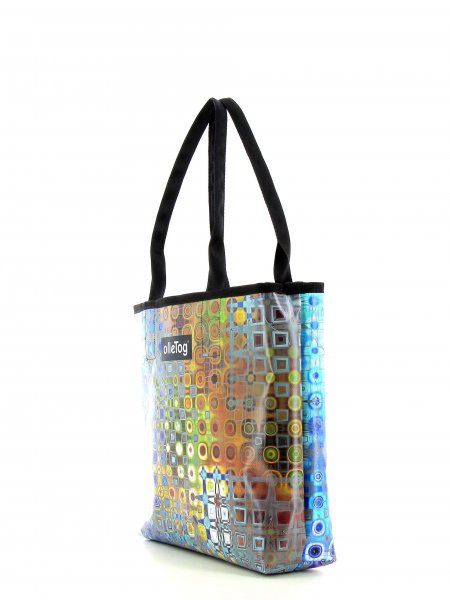 Shopping bag Kurzras Futter geometric, colorful, abstract, brown, blue, gold, gray, yellow