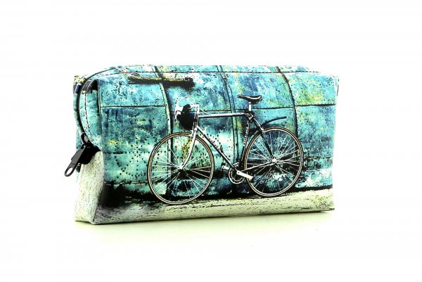 Cosmetic bag Steinegg Antlas racing cycle, retro, vintage, turquoise, white, black
