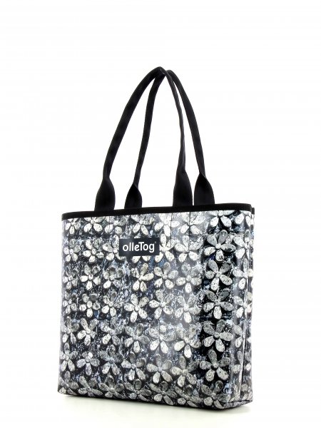Shopping bag Kurzras Elsler flowers, gray, black