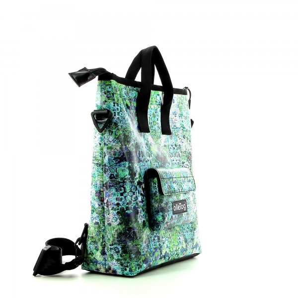 Backpack bag Prags Lenke Blue, Grey, Flowers, Retro, Green