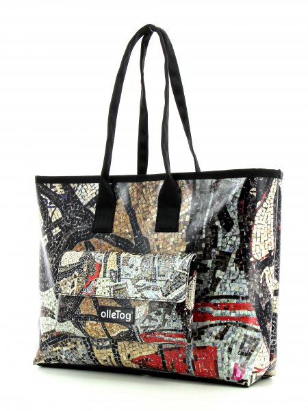 Shopping bag Deutschnofen Fuchsberg Mosaic, brown, black, grey, wall, stone