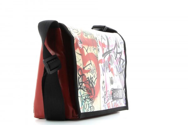 Messenger bag Eppan Haslacher graffiti, scriptures, red, white, black
