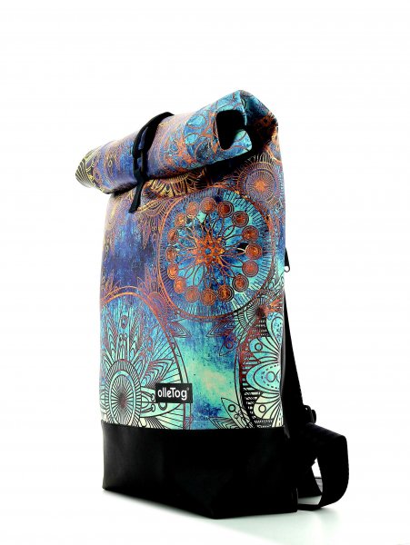 Roll backpack Riffian San Marco flowers, blue, gold, yellow