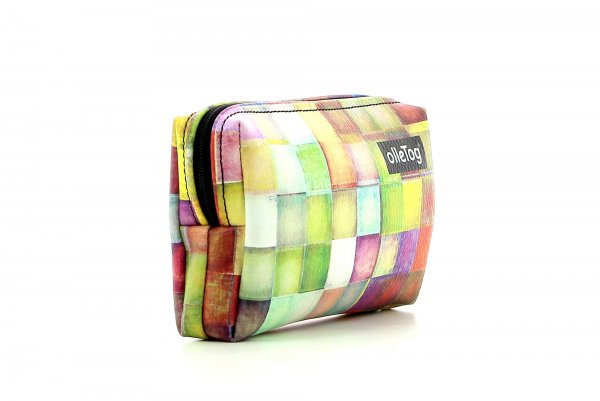 Cosmetic bag Steinegg Walburg plaid, colored, geometric, yellow, white, pink, green, blue