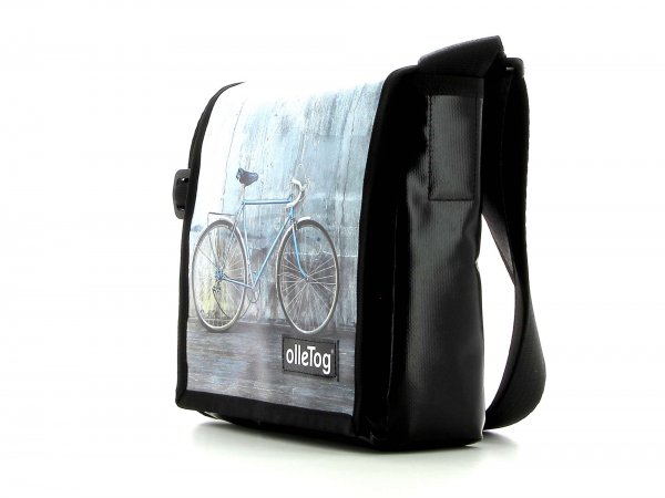 Messenger bag Glurns Montani racing cycle, retro, vintage, turquoise, white, black