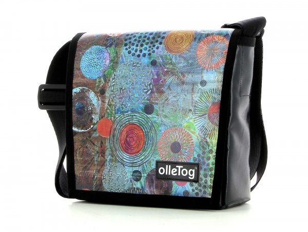 Messenger bag Glurns Vogtland colorful, abstract, blue, red, orange, circles, patchwork