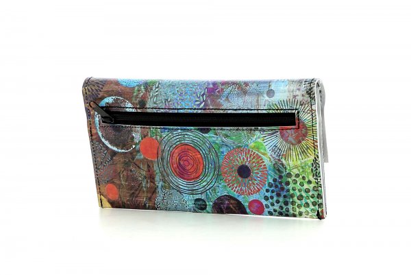 Wallet Vals Vogtland colorful, abstract, blue, red, orange, circles, patchwork