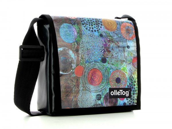 Messenger bag Glurns Vogtland colorful, abstract, blue, red, orange, circles, patchwork