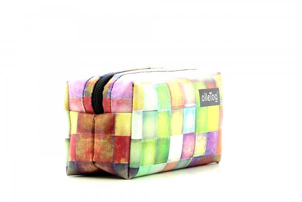 Cosmetic bag Burgstall Walburg plaid, colored, geometric, yellow, white, pink, green, blue