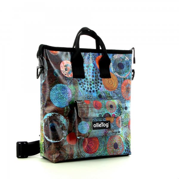 Backpack bag Prags Vogtland colorful, abstract, blue, red, orange, circles, patchwork