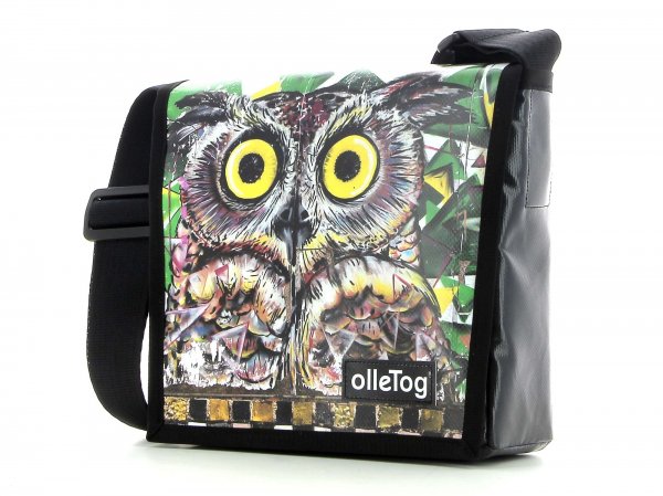 Messenger bag Glurns Rambach Owl, green, white, brown, animals, nature