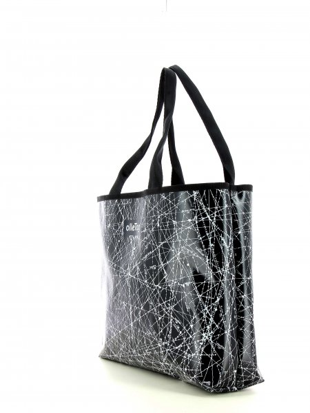 Shopping bag Taufers Montog black, white, lines, fonts, two-colour, starry sky