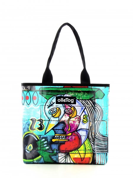 Shopping bag Kurzras Karpov Abstract, colourful, green, turquoise, white, comic