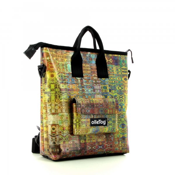 Backpack bag Prags Runerberg orange, bordeux, yellow, pattern, vintage, checked