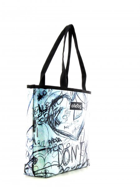 Shopping bag Kurzras Wird black, white, two-coloured, graffiti