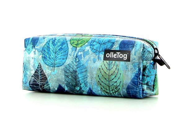 Pencil case Rabland Eller Leaves, Turquoise, Green, Flowers