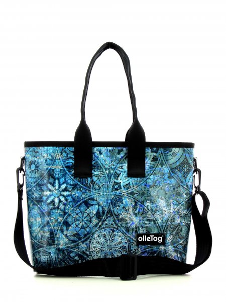Shopping bag Völlan Lafeid Blue, Grey, Flowers, Retro, Circles