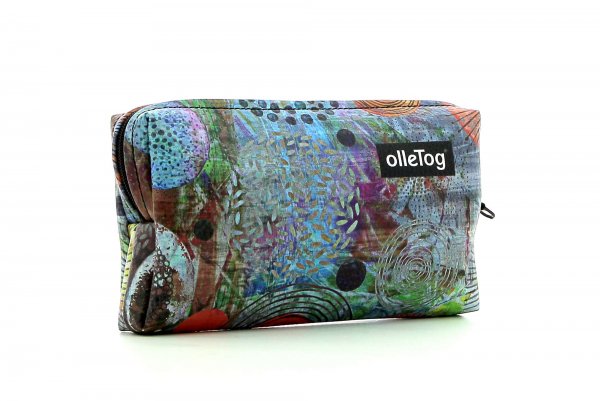 Cosmetic bag Steinegg Vogtland colorful, abstract, blue, red, orange, circles, patchwork