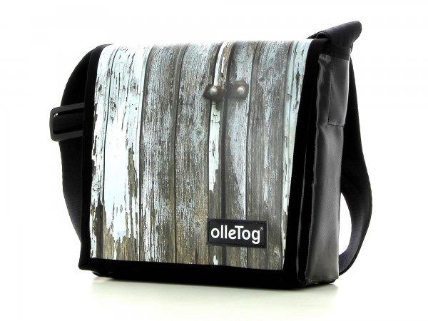 Messenger bag Glurns Lappa Stripes, white, wooden wall, wooden mouldings